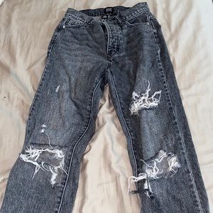 Womens black torn BDG bootcut jeans, size 24